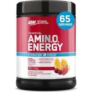 imageOptimum Nutrition Amino Energy Hydration Packets OnTheGo Energy Powder Stick Packs Tangerine Wave 25 CountFruit Punch