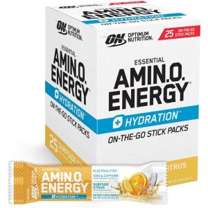 imageOptimum Nutrition Amino Energy Hydration Packets OnTheGo Energy Powder Stick Packs Tangerine Wave 25 CountSurfside Citrus