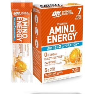imageOptimum Nutrition Amino Energy Hydration Packets OnTheGo Energy Powder Stick Packs Tangerine Wave 25 CountTangerine Wave