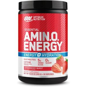 imageOptimum Nutrition Amino Energy Powder Plus Hydration with BCAA Electrolytes and Caffeine Watermelon Splash 30 Servings Packaging May VaryJuicy Strawberry