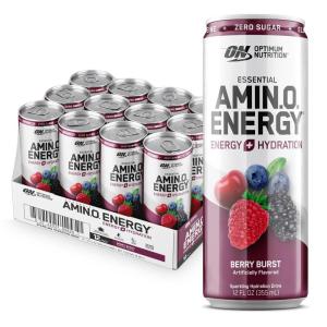 imageOptimum Nutrition Amino Energy Sparkling Hydration Drink Electrolytes Caffeine Amino Acids BCAAs Sugar Free 12 Fl Oz Variety Pack of 12 Packaging May VaryAmino Energy Sparkling