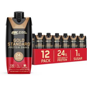imageOptimum Nutrition Gold Standard Protein Shake 24g Protein Ready to Drink Protein Drinks Strawberry 11 Fl Oz 12 Count Pack of 1 Packaging May VaryCafe Latte