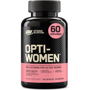 imageOptimum Nutrition OptiWomen Vitamin C Zinc and Vitamin D for Immune Support Womens Daily Multivitamin Supplement with Iron Capsules 120 Count120 Count Pack of 1