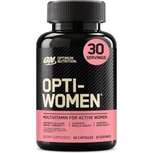imageOptimum Nutrition OptiWomen Vitamin C Zinc and Vitamin D for Immune Support Womens Daily Multivitamin Supplement with Iron Capsules 120 Count60 Count Pack of 1
