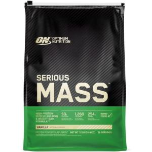 imageOptimum Nutrition Serious Mass Weight Gainer Protein Powder Mass Gainer Vitamin C and Zinc for Immune Support Creatine Chocolate Peanut Butter 12 Pound Packaging May VaryVanilla
