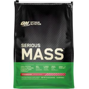 imageOptimum Nutrition Serious Mass Weight Gainer Protein Powder Mass Gainer Vitamin C and Zinc for Immune Support Creatine Chocolate Peanut Butter 12 Pound Packaging May VaryStrawberry